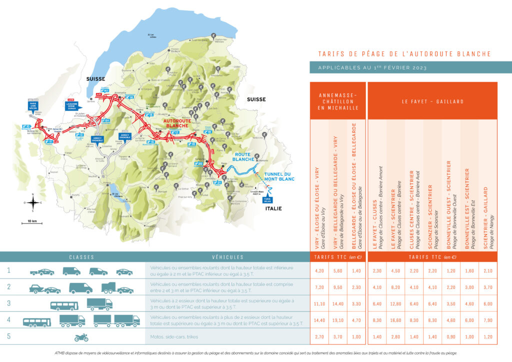 Tarifs Péage 2023 réseau ATMB